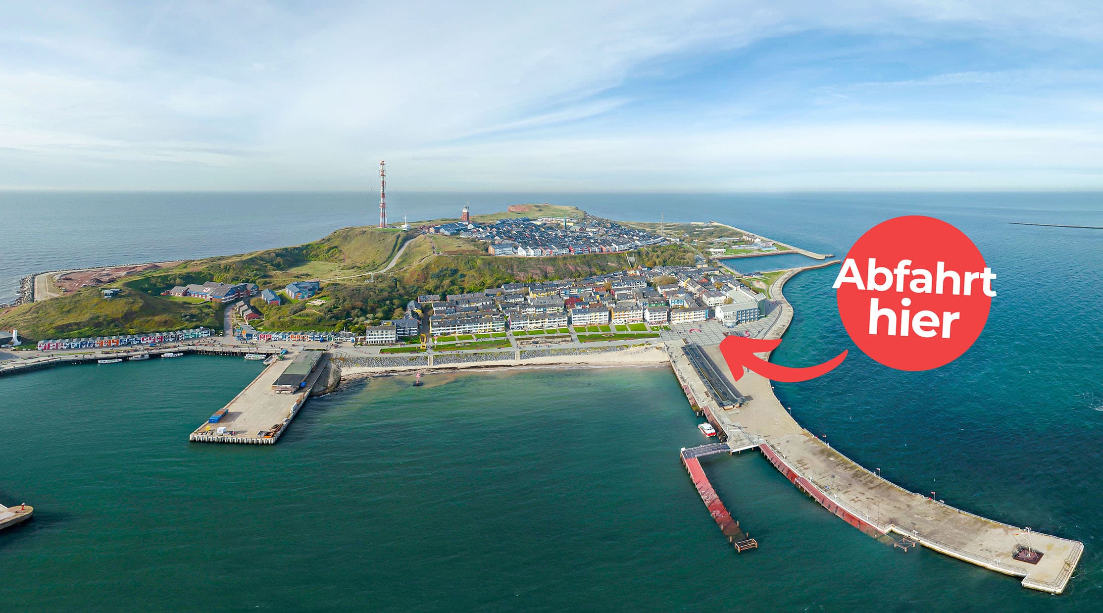 Abfahrt Inselbahn Luftaufnahme